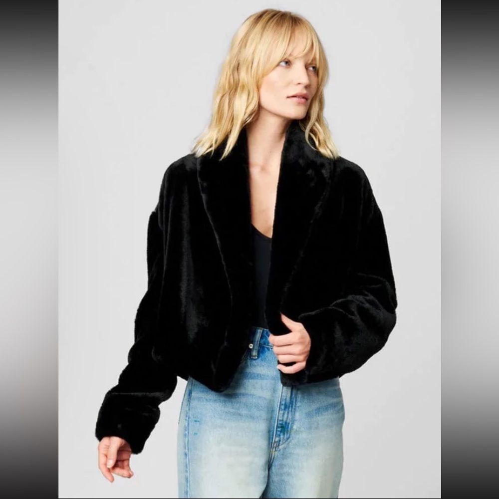 Blank NYC Uptown girl faux fur black jacket NWT 1X retail $98